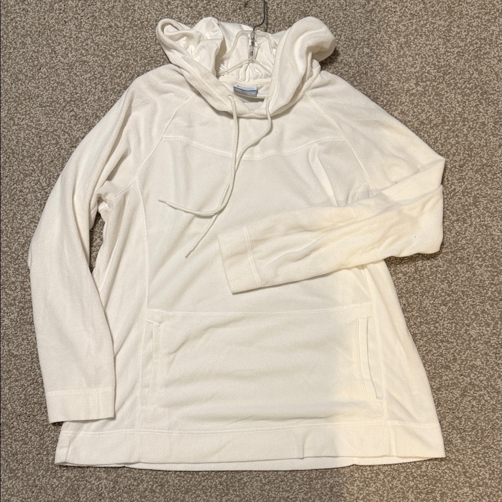 Columbia White Hooded Pullover Lightweight Fleece